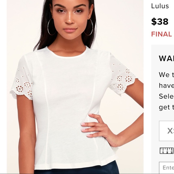 WHITE EYELET SLEEVE PEPLUM TOP! - Picture 2 of 5